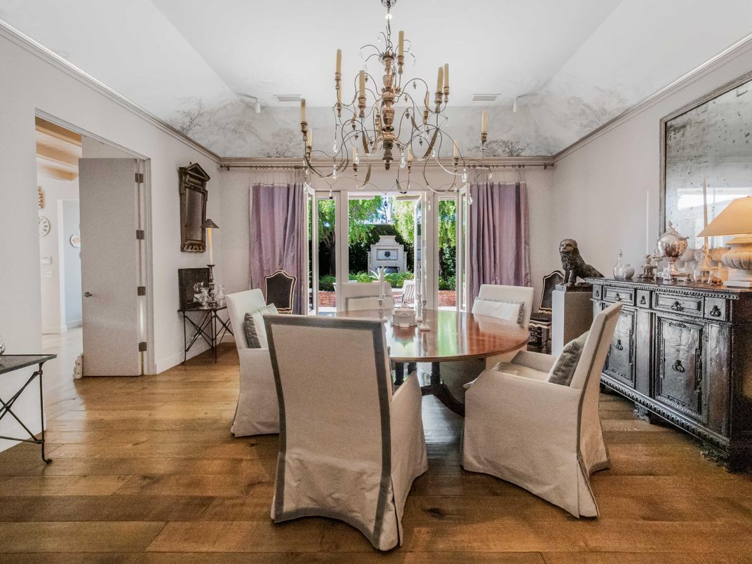 Chandelier, Dining room, Interior, Wood Texture Flooring