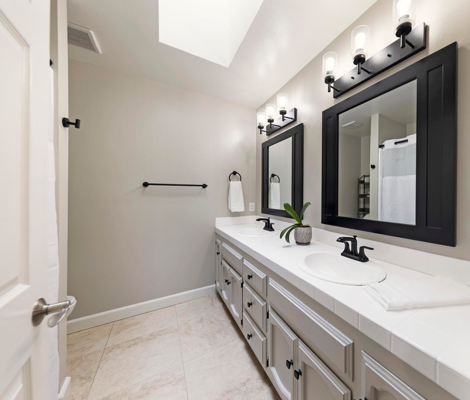 Bathroom, Dual Sink Vanities, Interior, Tile Countertops