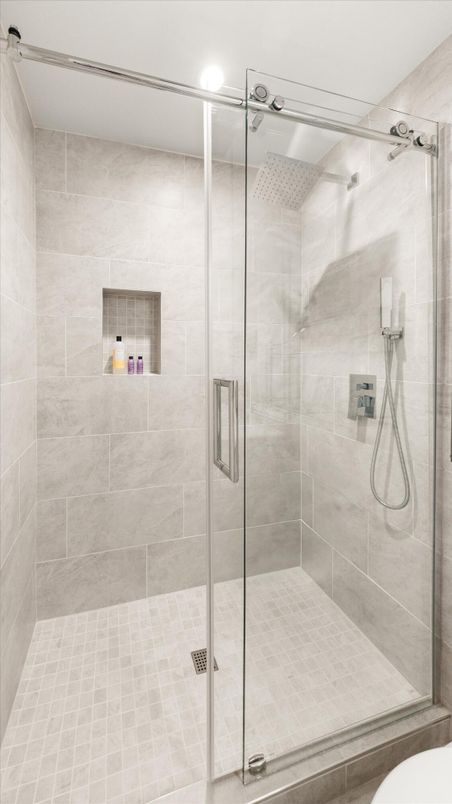 Bathroom, Glass Shower, Interior, Recessed Lighting