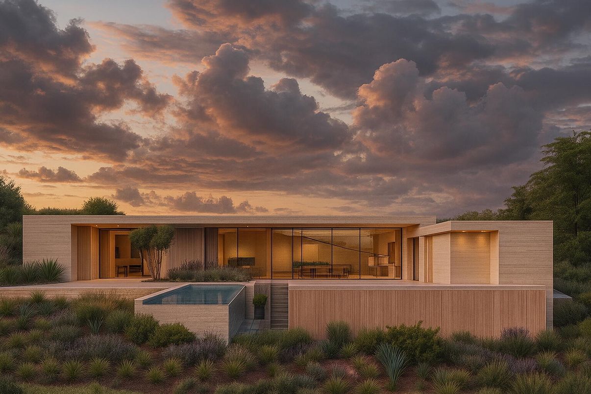 Backyard, Exterior, Facade, Pool, Modern