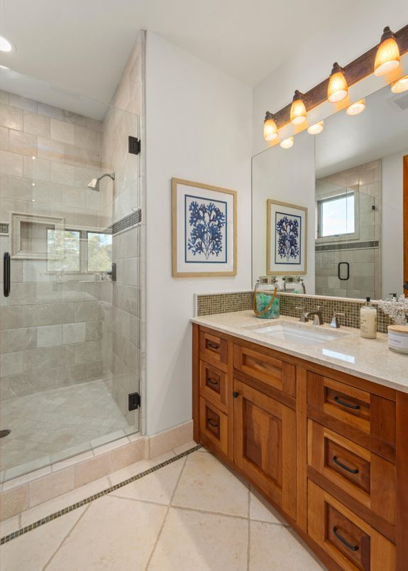 Bathroom, Dual Sink Vanities, Glass Shower, Interior, Recessed Lighting