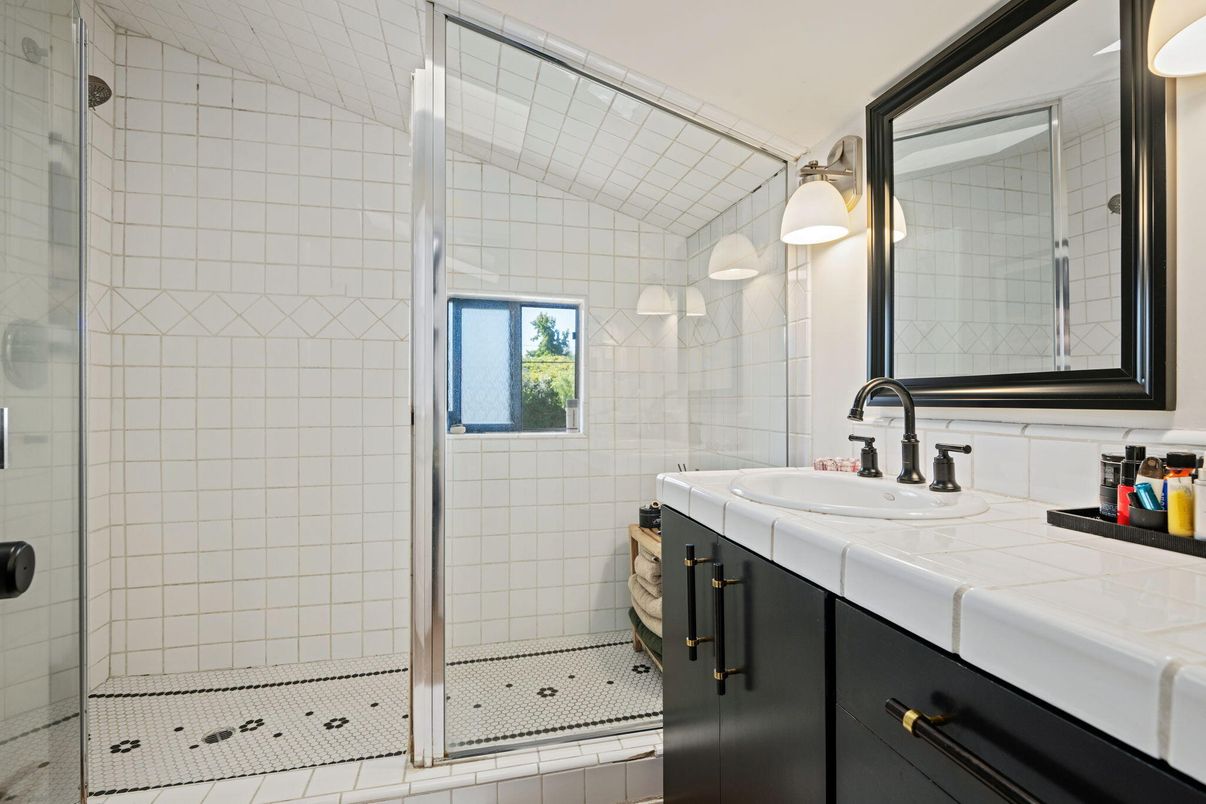 Bathroom, Glass Shower, Interior, Tile Countertops