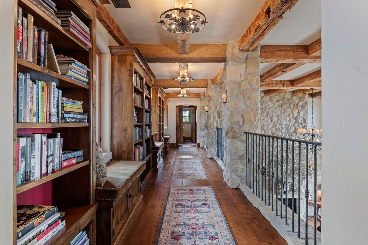 Interior, Stone Walls, Wooden Beams, Wood Texture Flooring