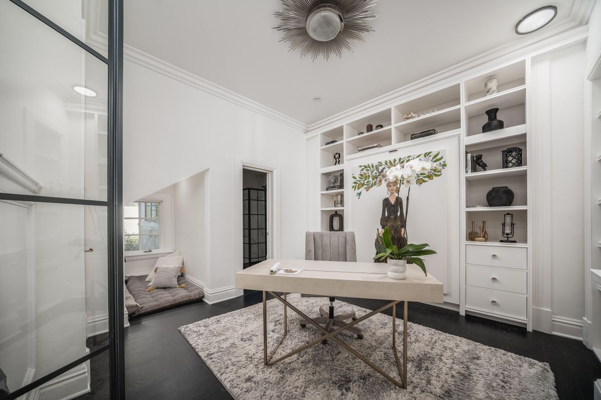 Home Office, Interior, Recessed Lighting, Wood Texture Flooring