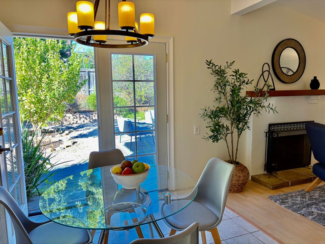 Chandelier, Dining room, Interior, Wood Texture Flooring