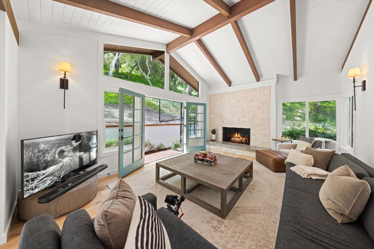 Fireplace, Interior, Living room, Wooden Beams