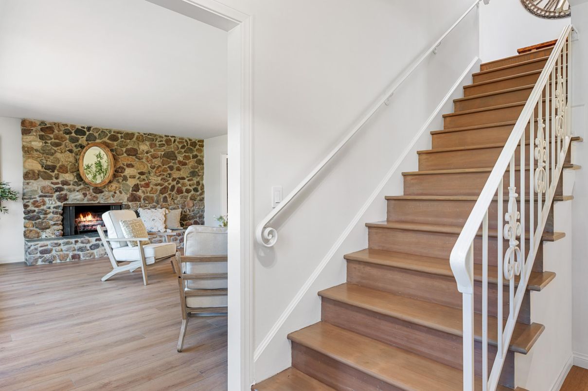 Fireplace, Interior, Stone Walls, Wood Texture Flooring