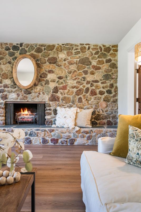 Fireplace, Interior, Stone Walls