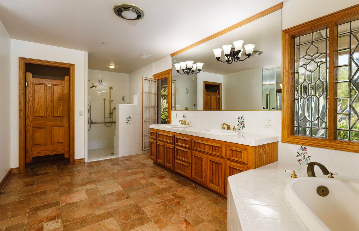Bathroom, Dual Sink Vanities, Glass Shower, Interior, Tile Countertops
