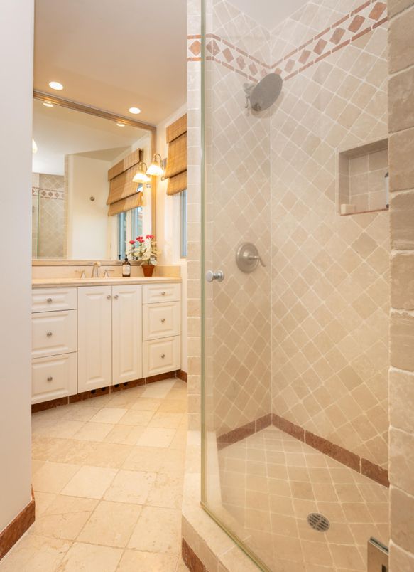 Bathroom, Glass Shower, Interior, Recessed Lighting