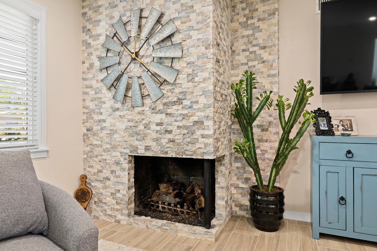 Fireplace, Interior, Stone Walls, Wood Texture Flooring
