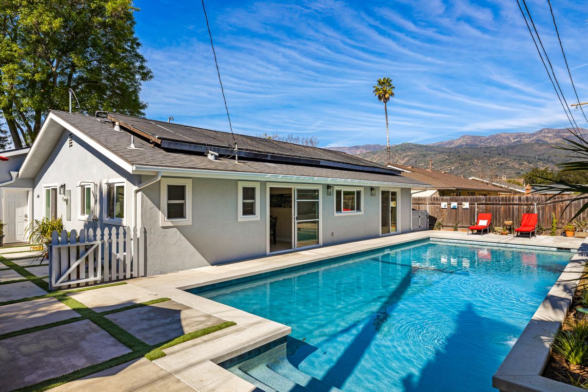 Exterior, Pool, Solar Panels