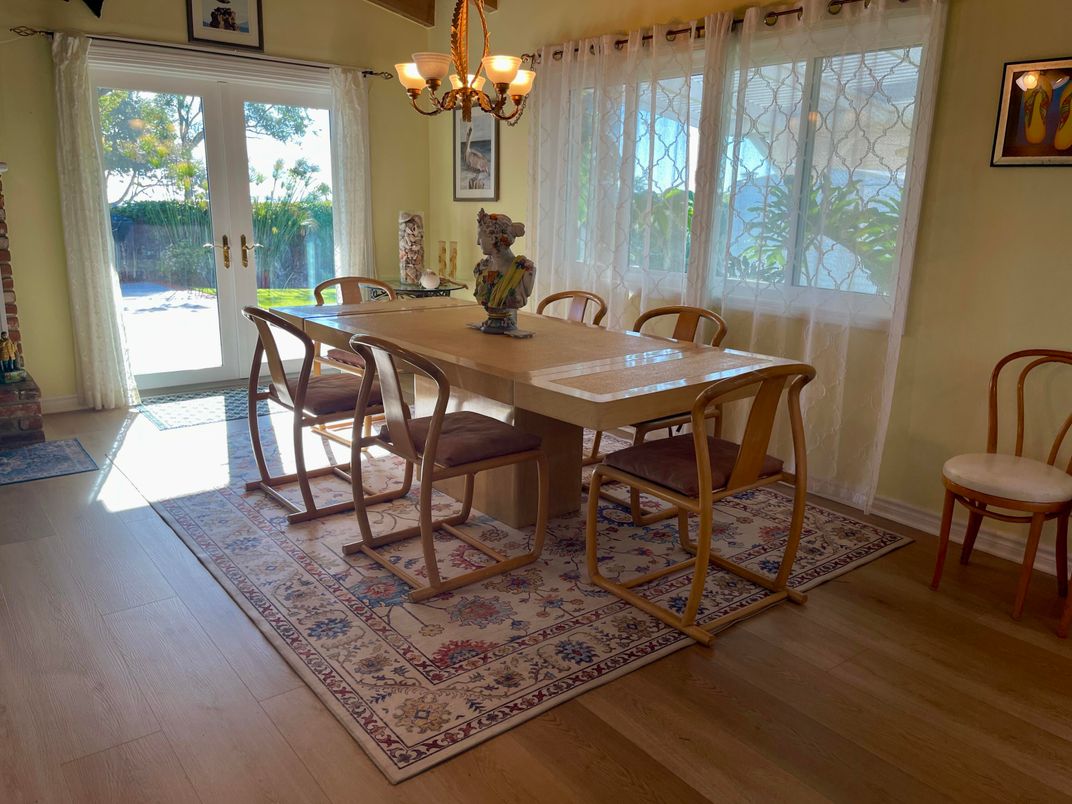 Chandelier, Dining room, Interior, Wood Texture Flooring