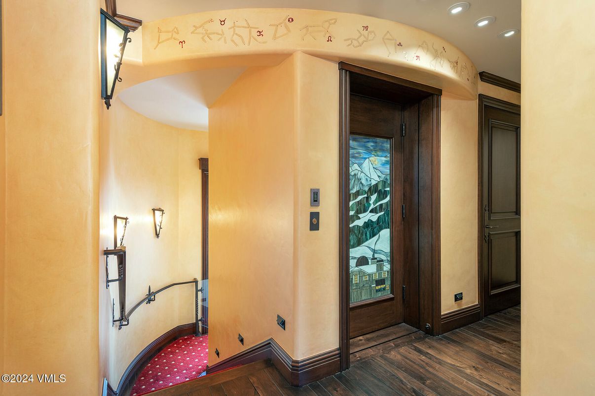 Elevator, Interior, Recessed Lighting, Wood Texture Flooring