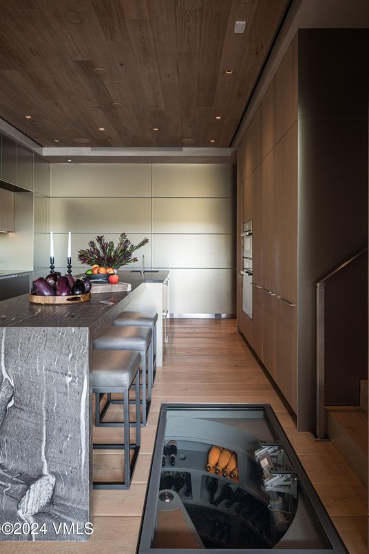 Dining room, Interior, Kitchen, Recessed Lighting, Wooden Ceilings, Wood Texture Flooring