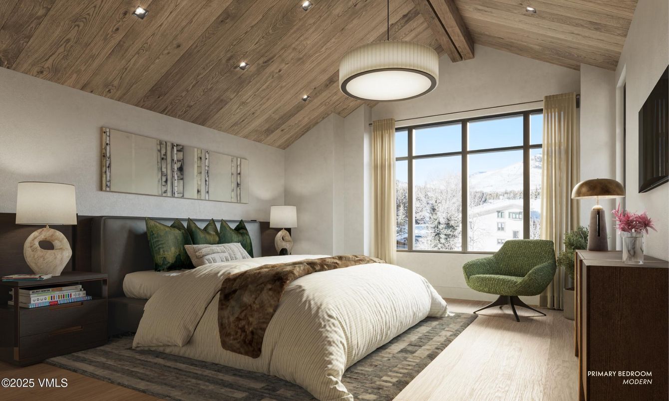 Bedroom, Interior, Recessed Lighting, Wooden Beams, Wooden Ceilings, Wood Texture Flooring
