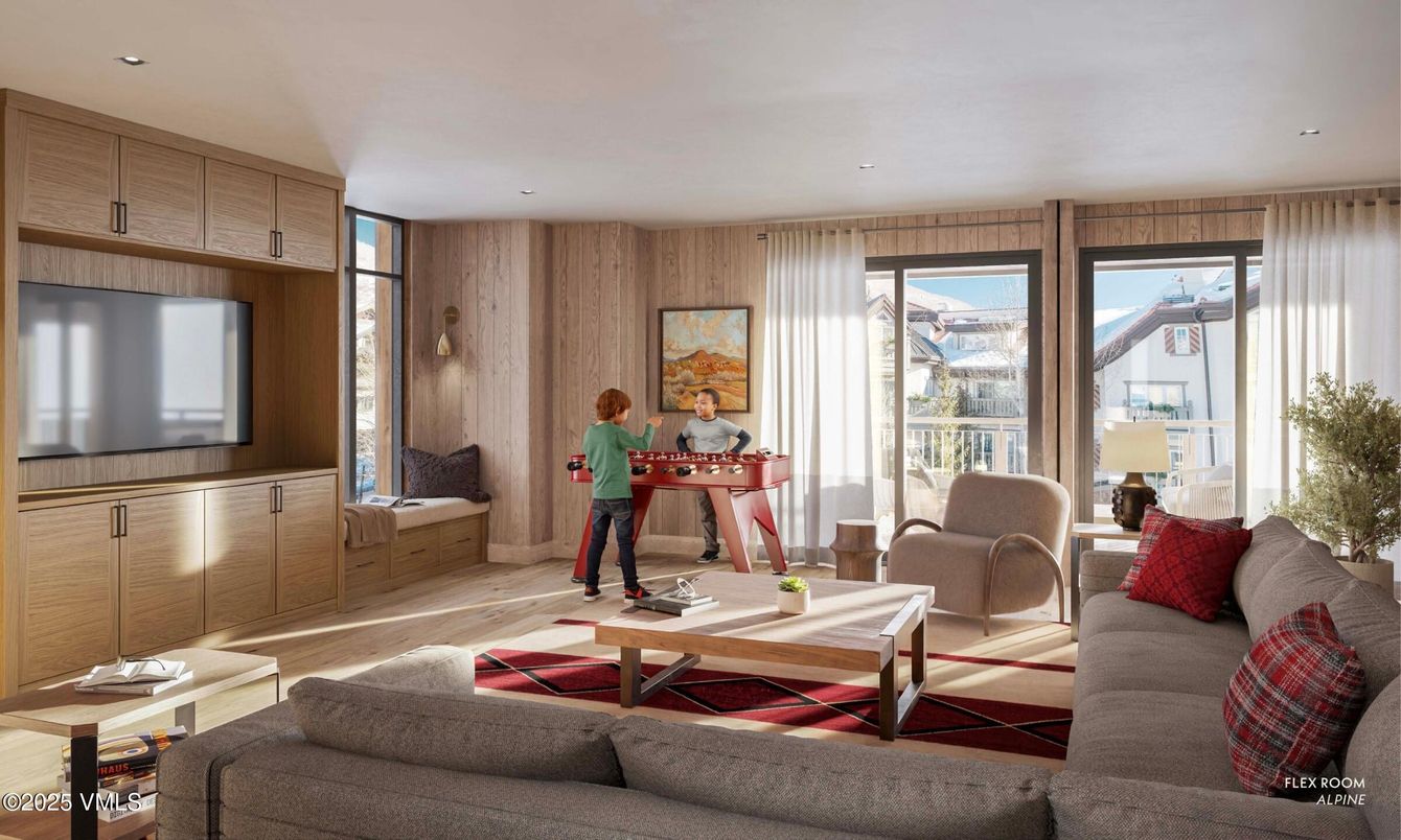 Interior, Living room, Recessed Lighting, Wood Texture Flooring, Wooden Walls