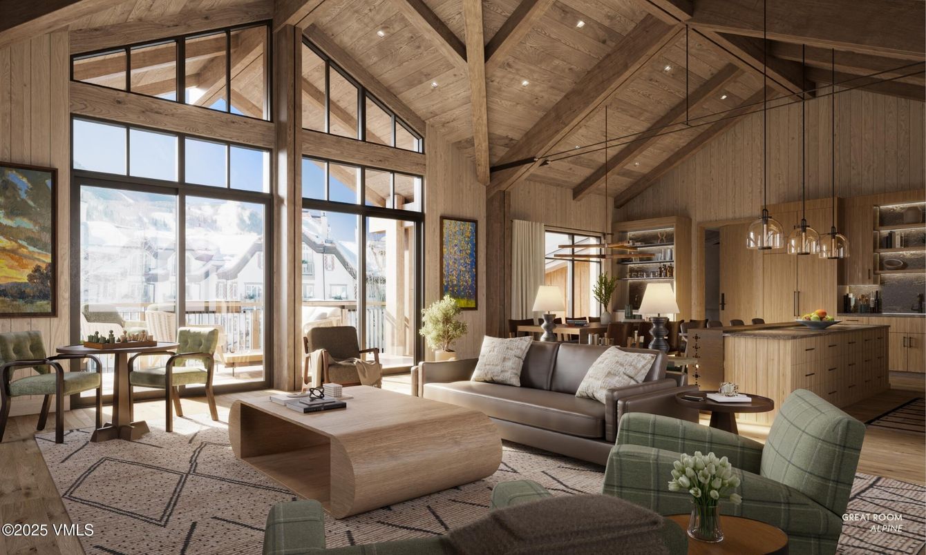 Dining room, Interior, Kitchen, Living room, Pendant Lights, Recessed Lighting, Wooden Beams, Wooden Ceilings, Wood Texture Flooring