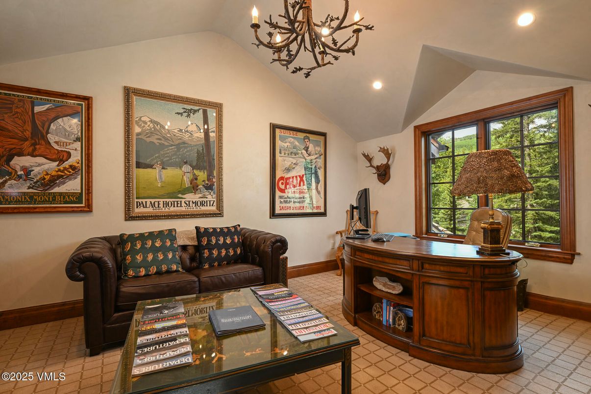 Chandelier, Home Office, Interior, Recessed Lighting
