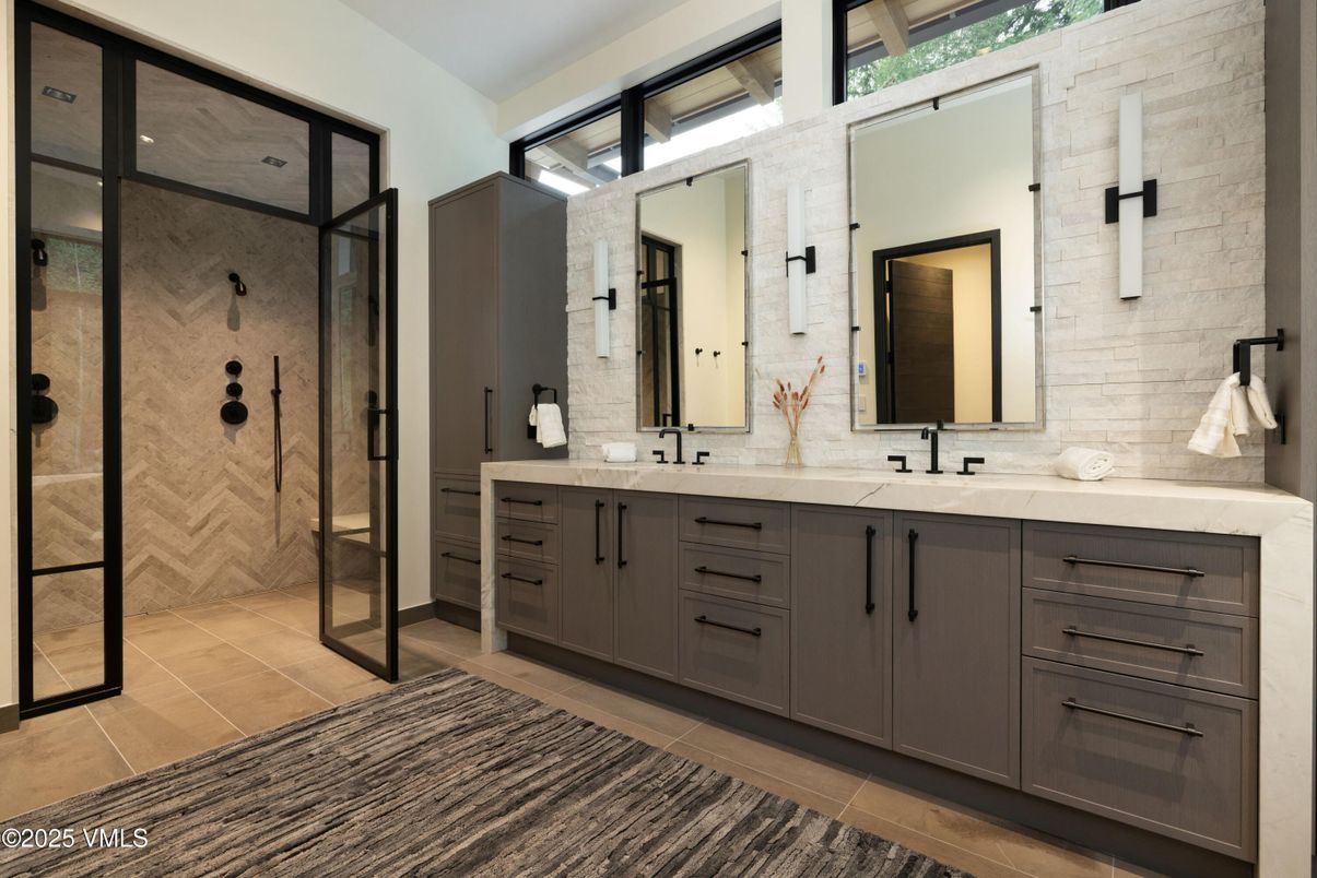 Bathroom, Dual Sink Vanities, Glass Shower, Interior