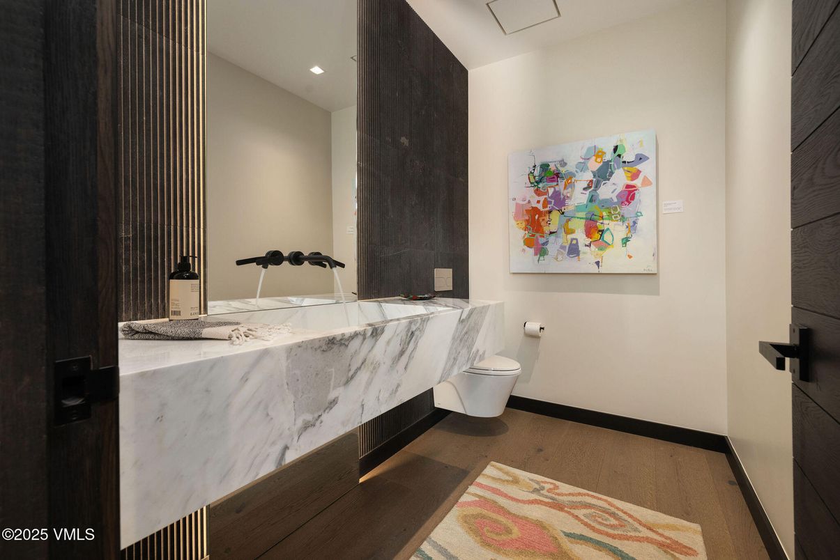 Bathroom, Interior, Recessed Lighting, Wood Texture Flooring