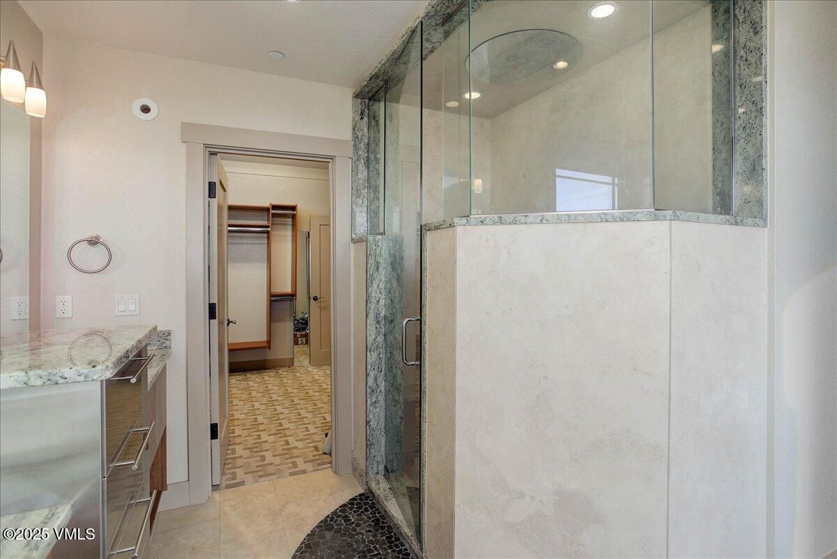 Bathroom, Glass Shower, Interior, Recessed Lighting