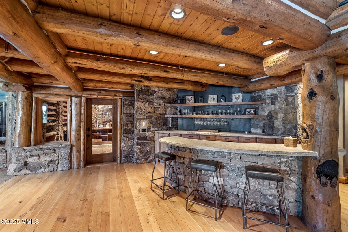 Interior, Recessed Lighting, Stone Walls, Wooden Beams, Wooden Ceilings, Wood Texture Flooring