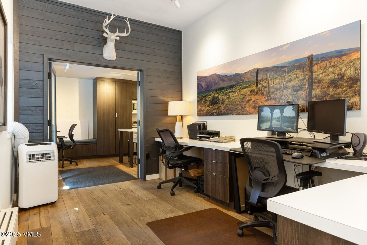 Home Office, Interior, Wood Texture Flooring, Wooden Walls
