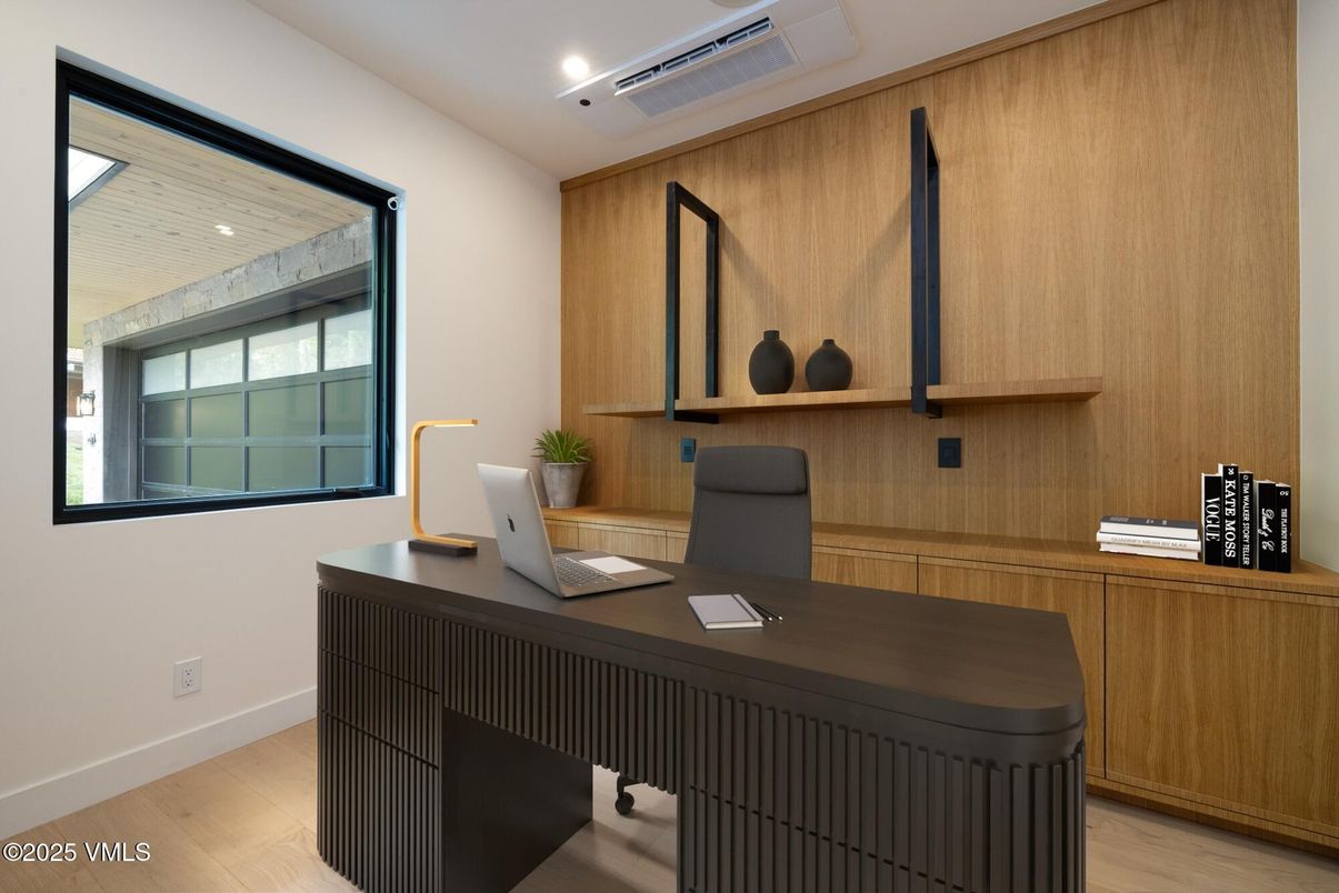 Home Office, Interior, Recessed Lighting, Wood Texture Flooring