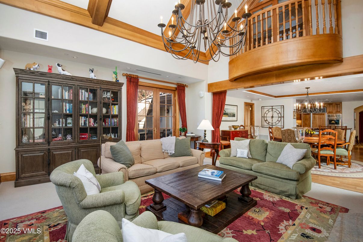 Chandelier, Dining room, Interior, Living room, Wooden Beams