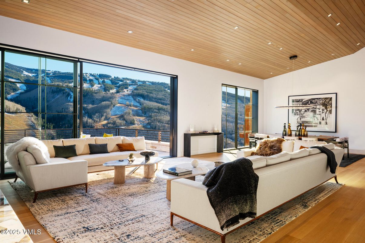 Interior, Living room, Recessed Lighting, Wooden Ceilings, Wood Texture Flooring