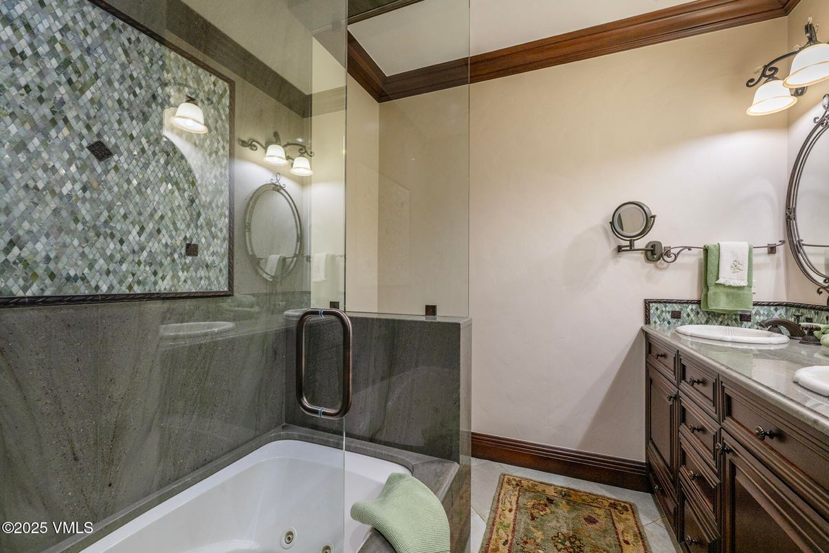 Bathroom, Dual Sink Vanities, Glass Shower, Interior