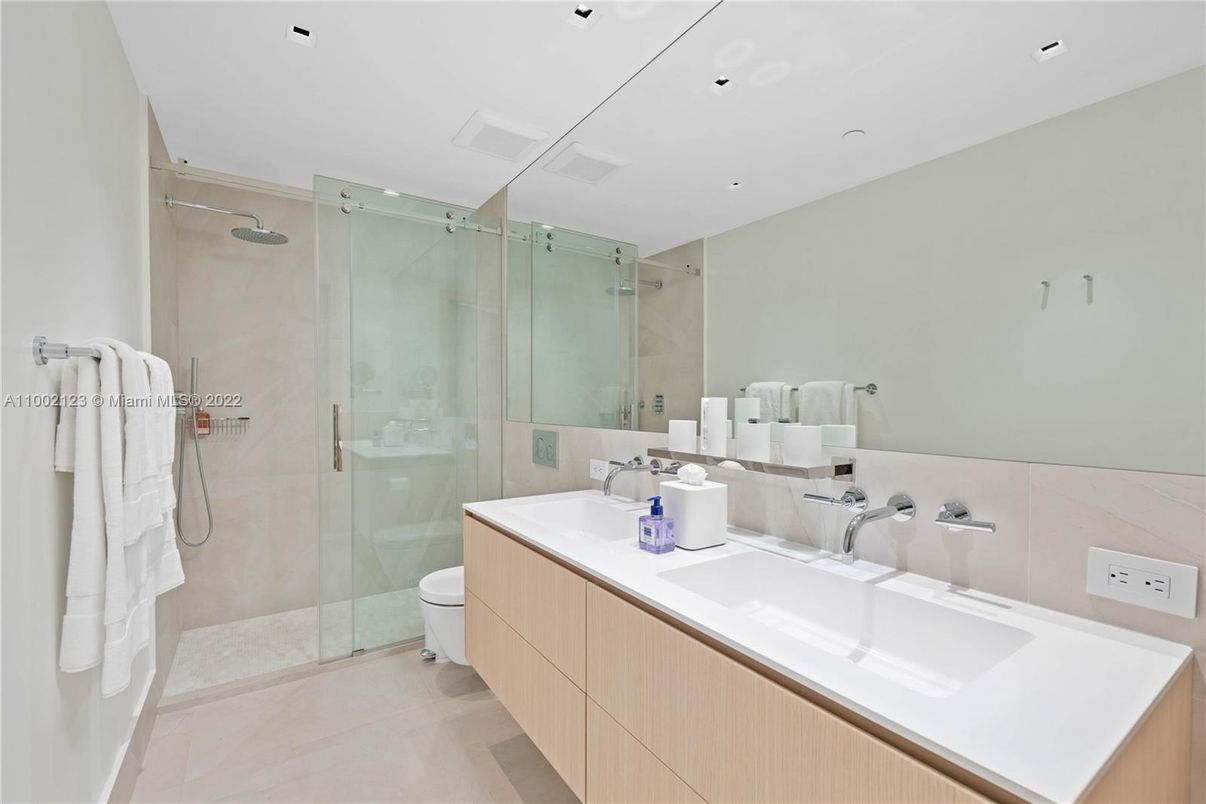 Bathroom, Dual Sink Vanities, Glass Shower, Interior, Recessed Lighting