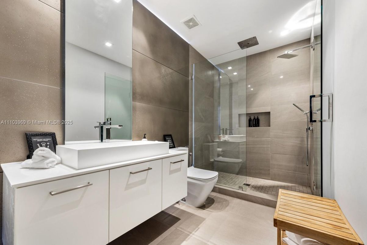 Bathroom, Glass Shower, Interior, Recessed Lighting