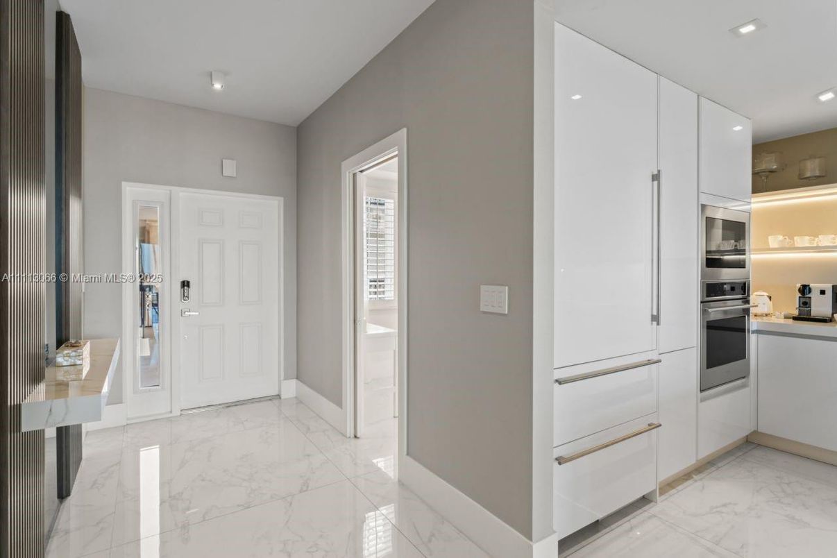 Interior, Kitchen, Marble, Recessed Lighting, Stainless Steel Appliances