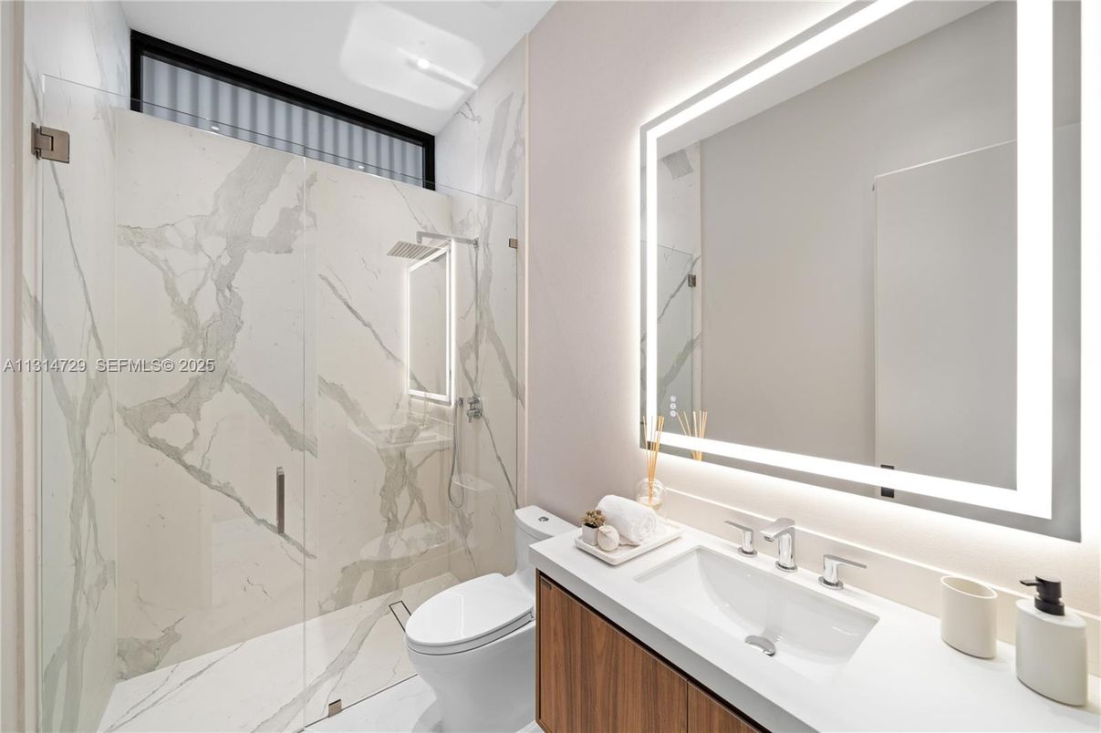 Bathroom, Glass Shower, Interior, Marble Walls