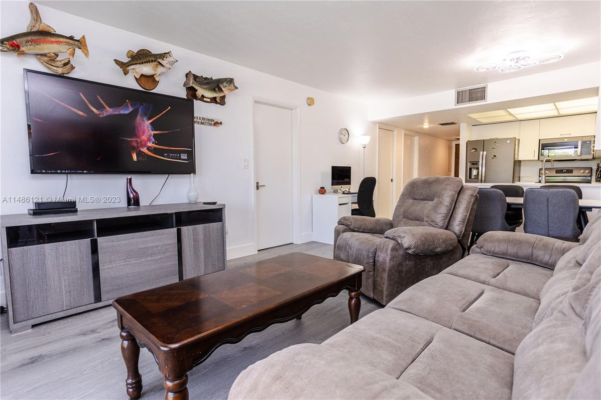 Interior, Kitchen, Living room, Stainless Steel Appliances, Wood Texture Flooring