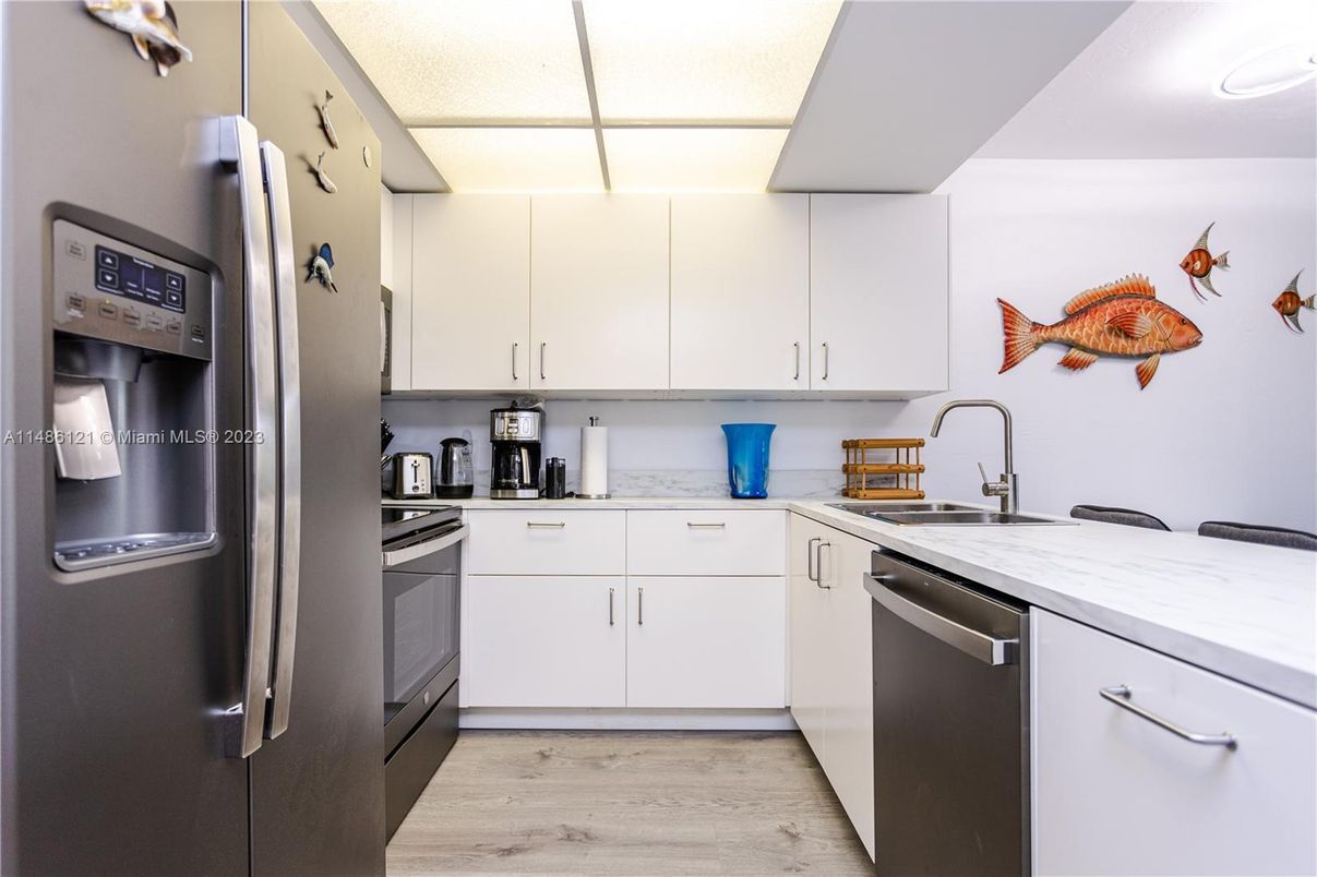 Interior, Kitchen, Stainless Steel Appliances, Wood Texture Flooring