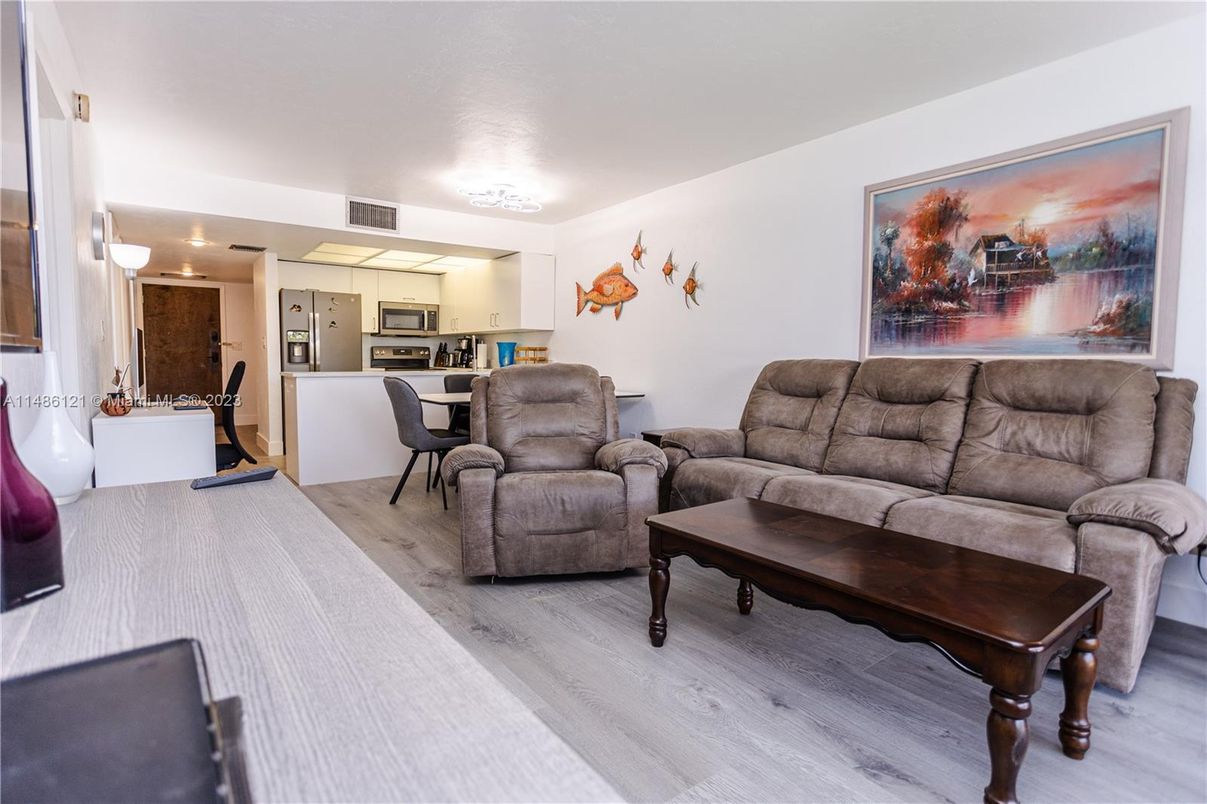 Interior, Kitchen, Living room, Stainless Steel Appliances, Wood Texture Flooring