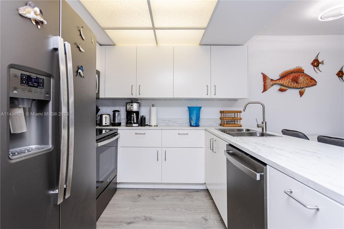 Interior, Kitchen, Stainless Steel Appliances, Wood Texture Flooring