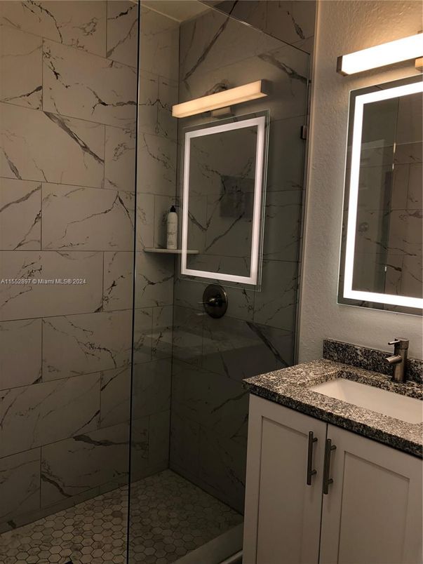 Bathroom, Glass Shower, Interior, Marble Walls