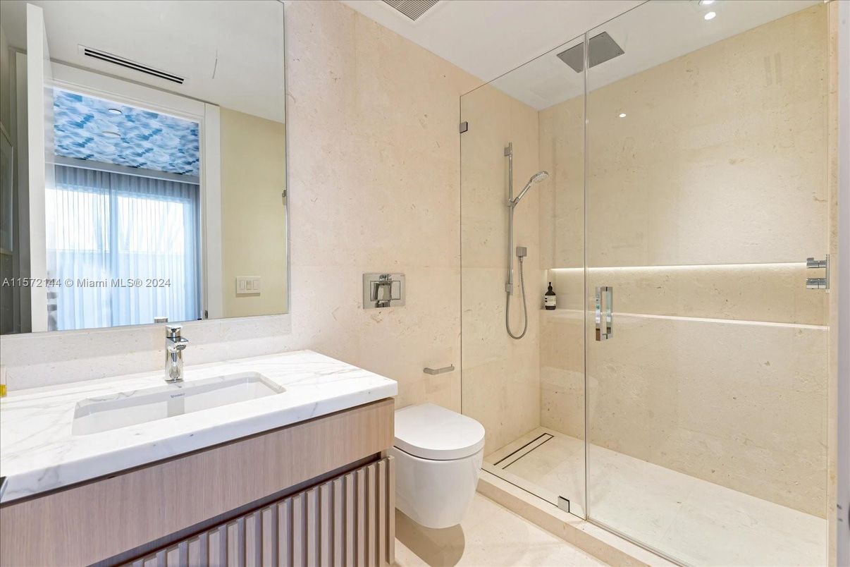 Bathroom, Glass Shower, Interior, Recessed Lighting