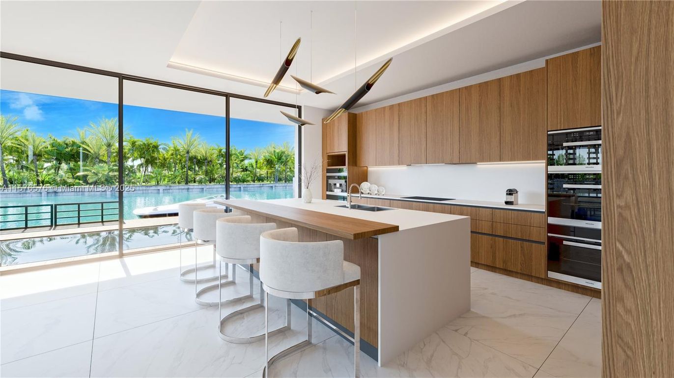 Interior, Kitchen, Marble, Pendant Lights, Recessed Lighting