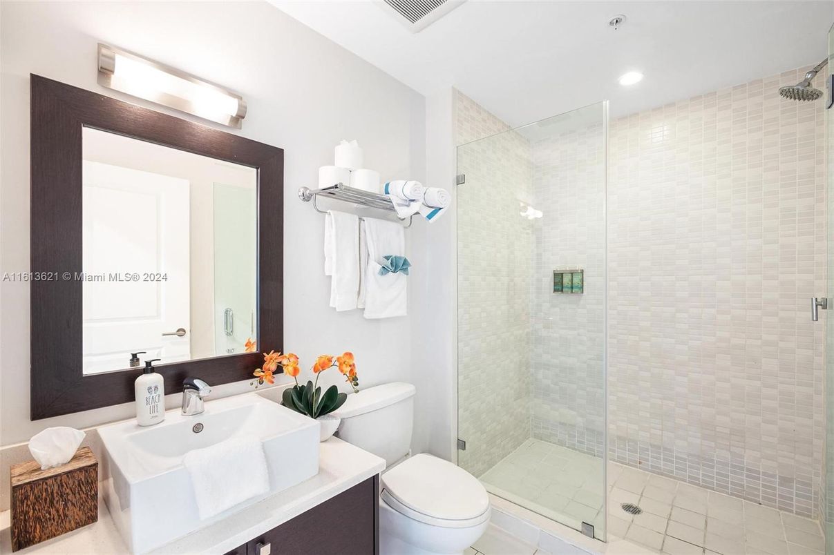 Bathroom, Glass Shower, Interior, Recessed Lighting