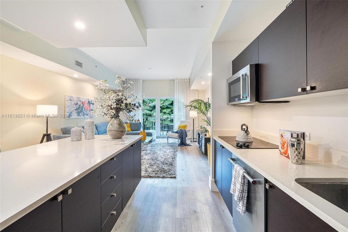 Interior, Kitchen, Recessed Lighting, Wood Texture Flooring