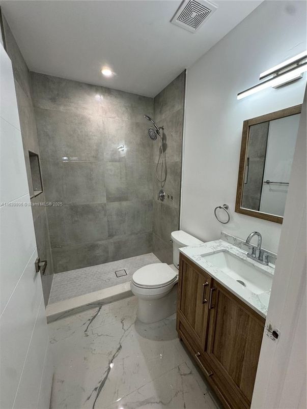 Bathroom, Glass Shower, Interior, Marble, Recessed Lighting