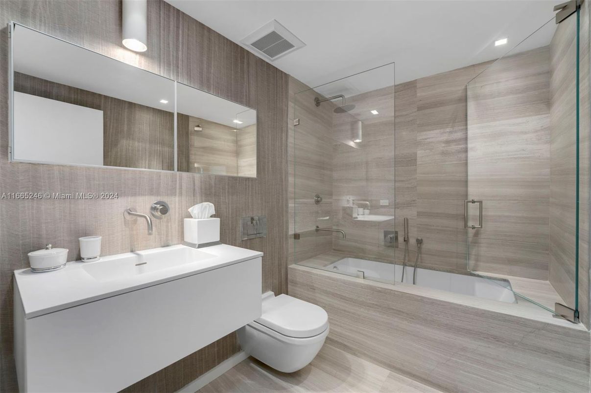 Bathroom, Glass Shower, Interior, Recessed Lighting