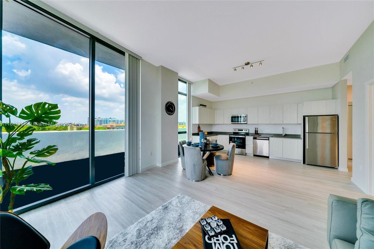 Interior, Kitchen, Stainless Steel Appliances, Water, Wood Texture Flooring