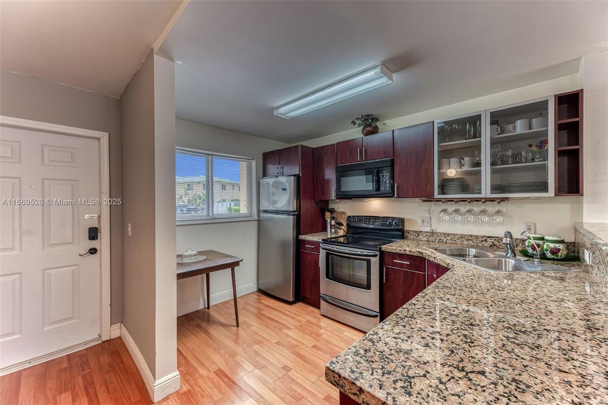 Interior, Kitchen, Stainless Steel Appliances, Wood Texture Flooring