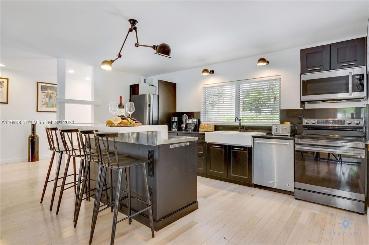 Interior, Kitchen, Stainless Steel Appliances, Wood Texture Flooring